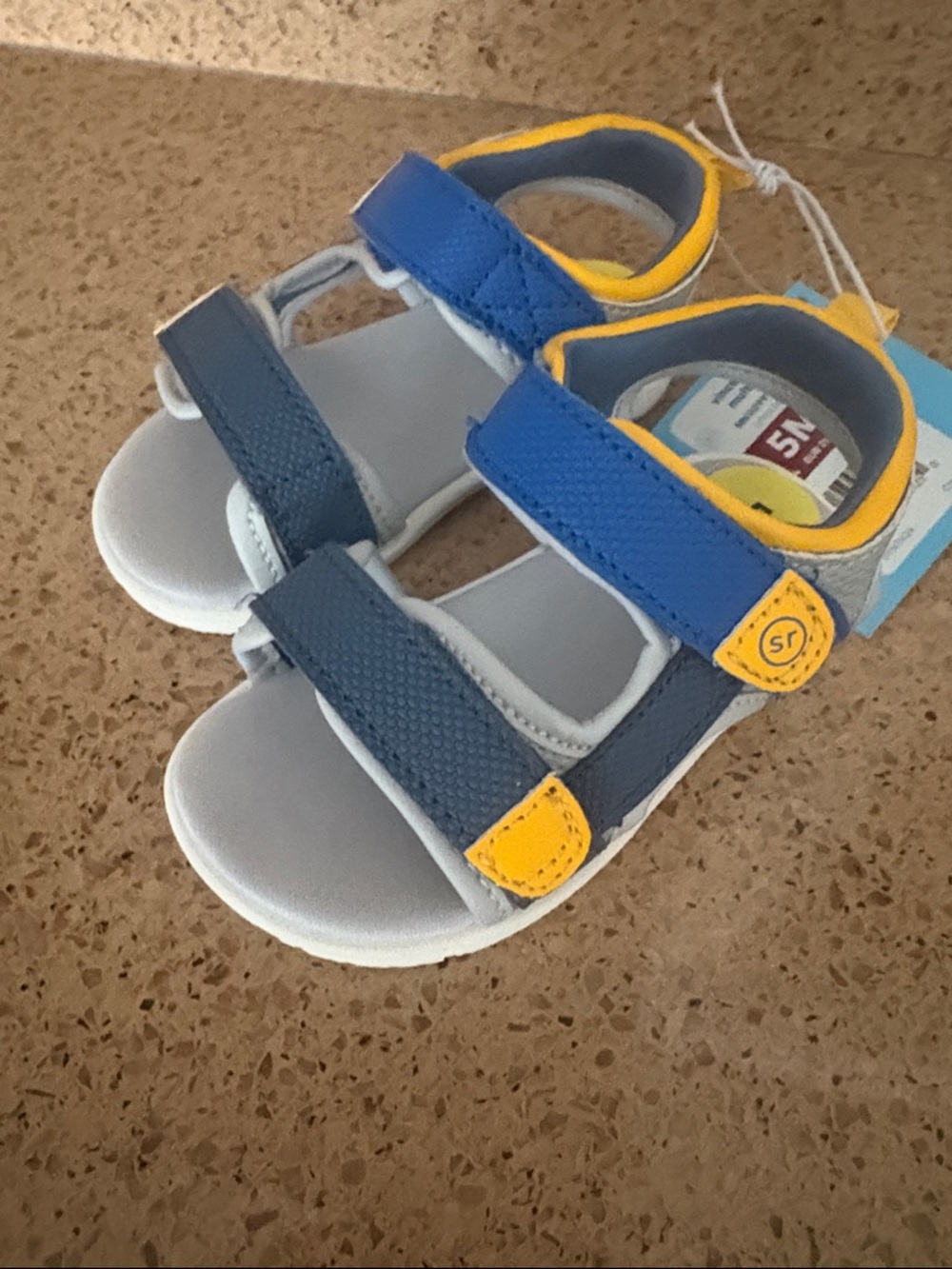 Munchkin Blue and Yellow Toddler Open-Toe Velcro Sandals